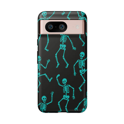 Dancing Teal Skeletons Phone Case | Tough Protective Case for Iphone, Samsung Galaxy and Pixel