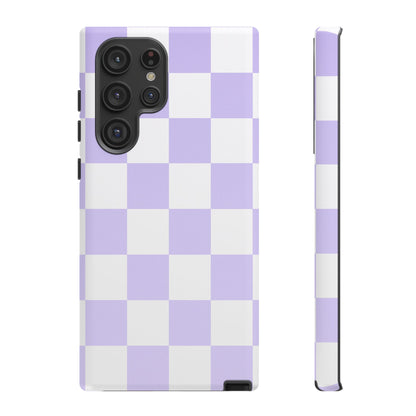 Lavender Checkerboard Phone Case | Pastel Aesthetic Checkered iPhone & Samsung Tough Case