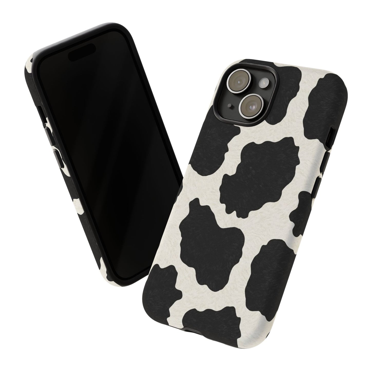 Black & White Cow Print Phone Case | Western Aesthetic iPhone & Samsung Tough Case