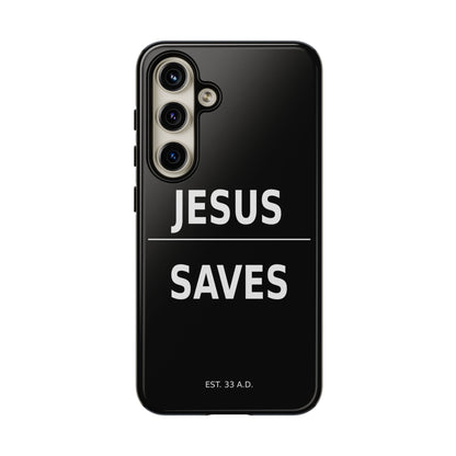 Jesus Saves Phone Case Christian Religious Minimalist Black Tough Cover