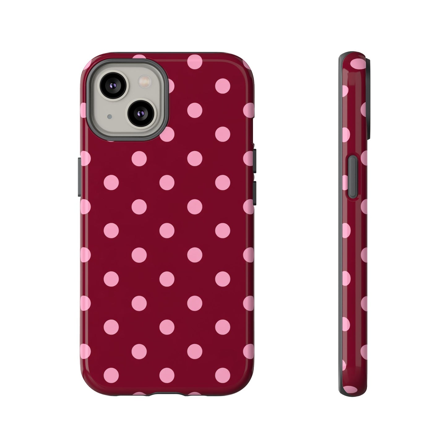 Pink Polka Dot Phone Case – Cute Aesthetic Tough Protective Phone Cover for Iphone, Samsung Galaxy and Pixel