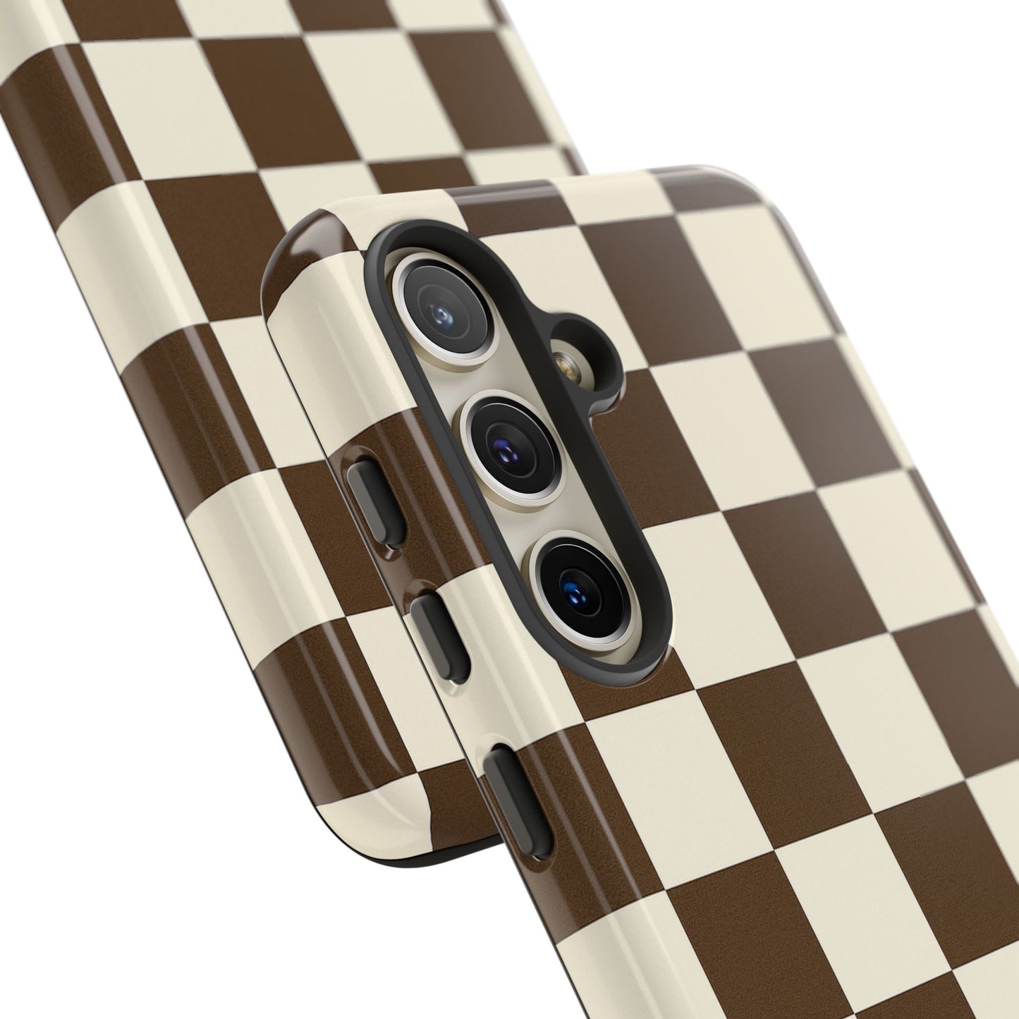Mocha Checkerboard Phone Case | Neutral Aesthetic Tough Case