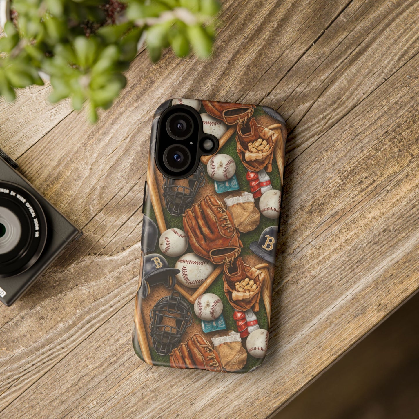 Baseball Gear Collage Phone Case – Vintage Baseball Equipment Sports Tough Case