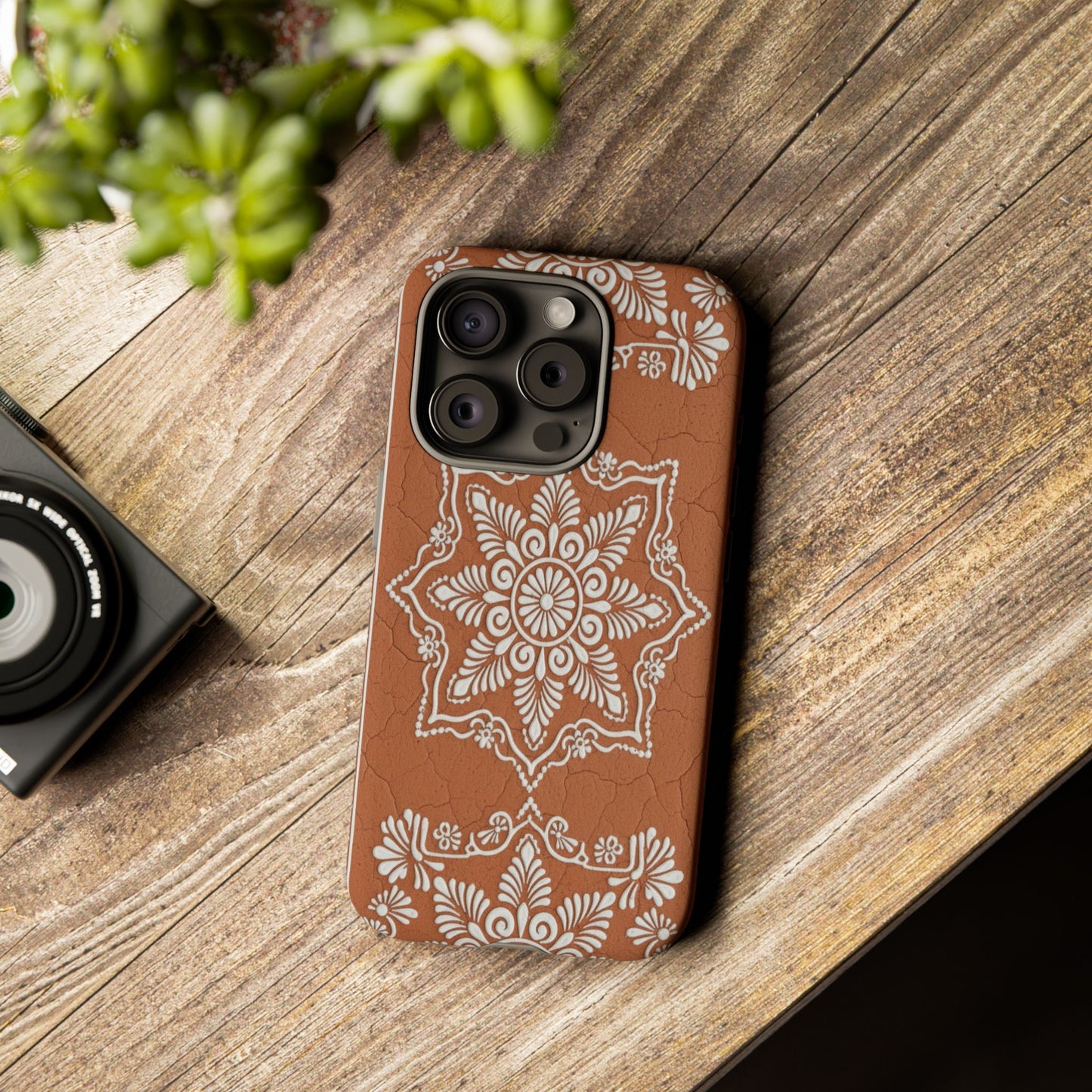 Talavera Terracotta Phone Case | Mexican Floral Pattern iPhone & Samsung Tough Case | Boho Clay Aesthetic Cover