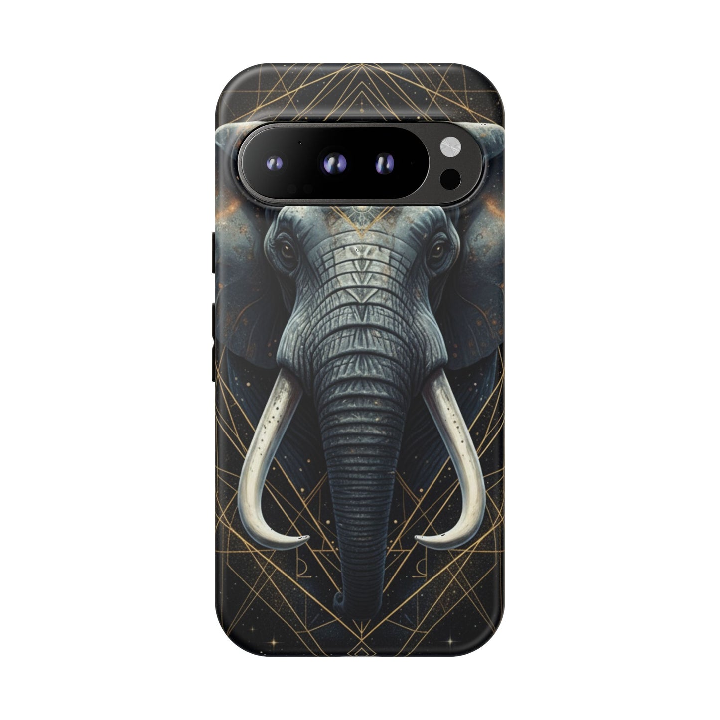 Elephant Mandala Phone Case – Black and Gold Spiritual Elephant Tough Protective Case