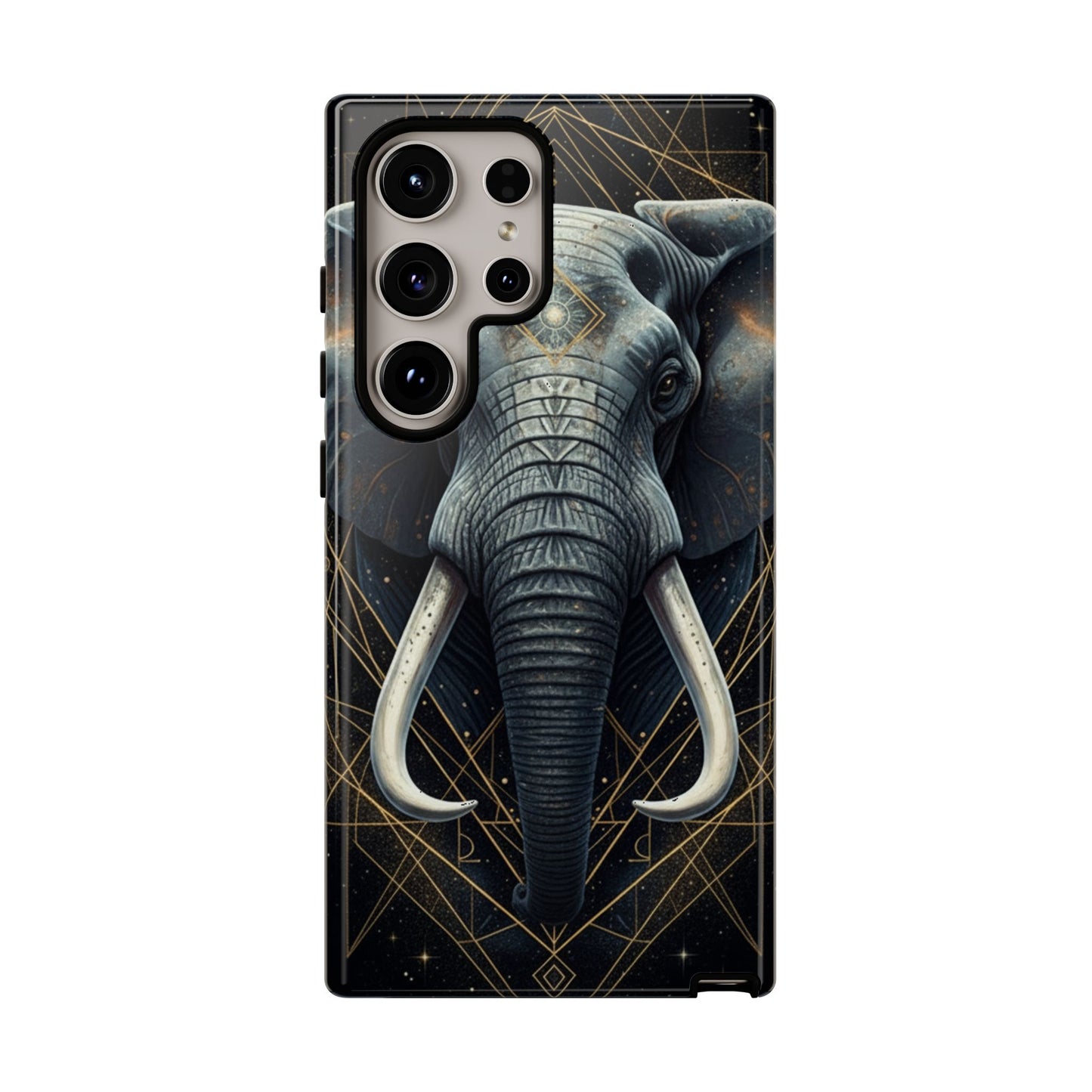 Elephant Mandala Phone Case – Black and Gold Spiritual Elephant Tough Protective Case