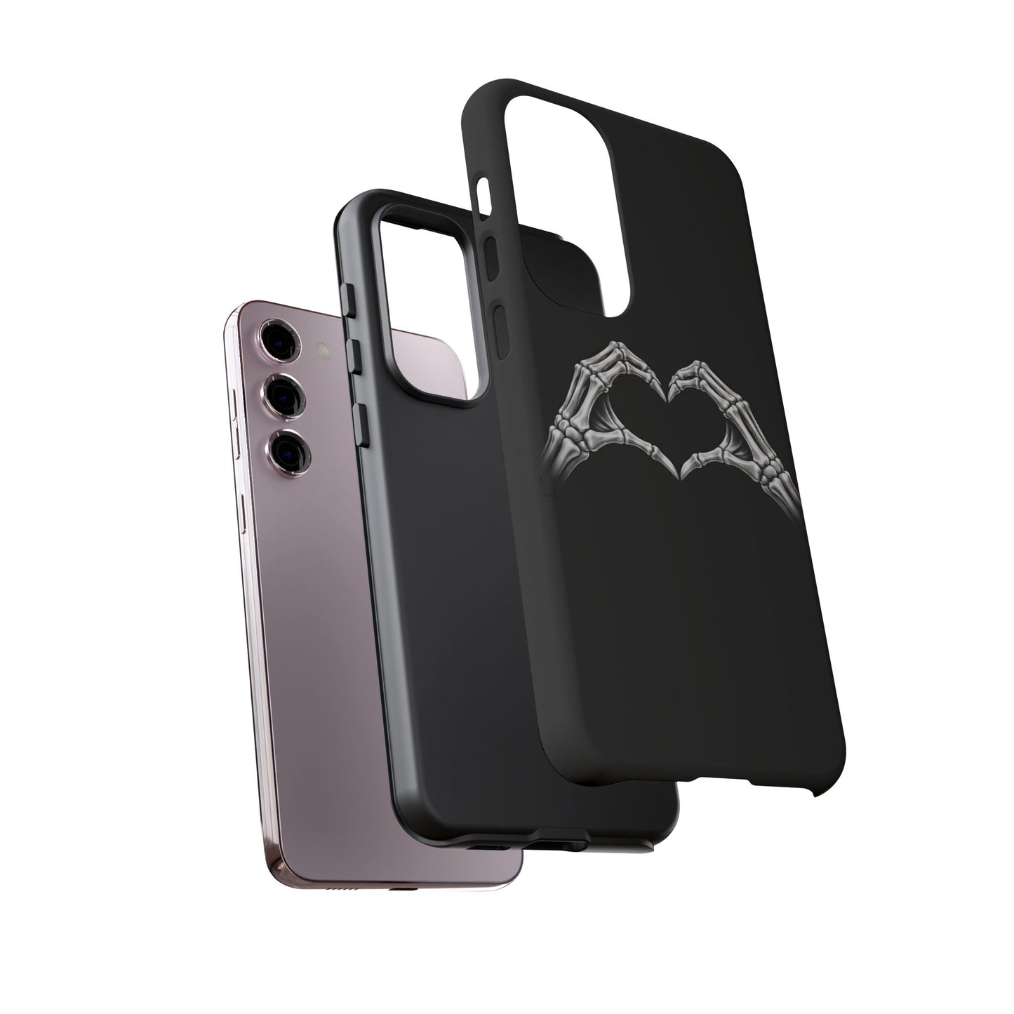 Skeleton Hands Heart Phone Case | Gothic Black Protective Cover