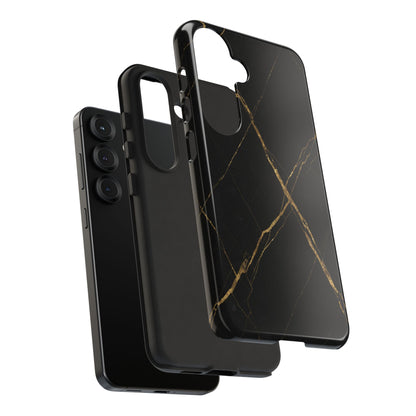 Black Marble Phone Case with Gold Veins – Luxury Minimal Aesthetic Tough Case