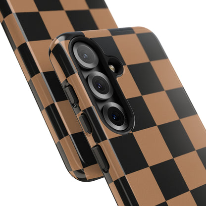 Brown Checkerboard Phone Case | Aesthetic Tough Protective Case