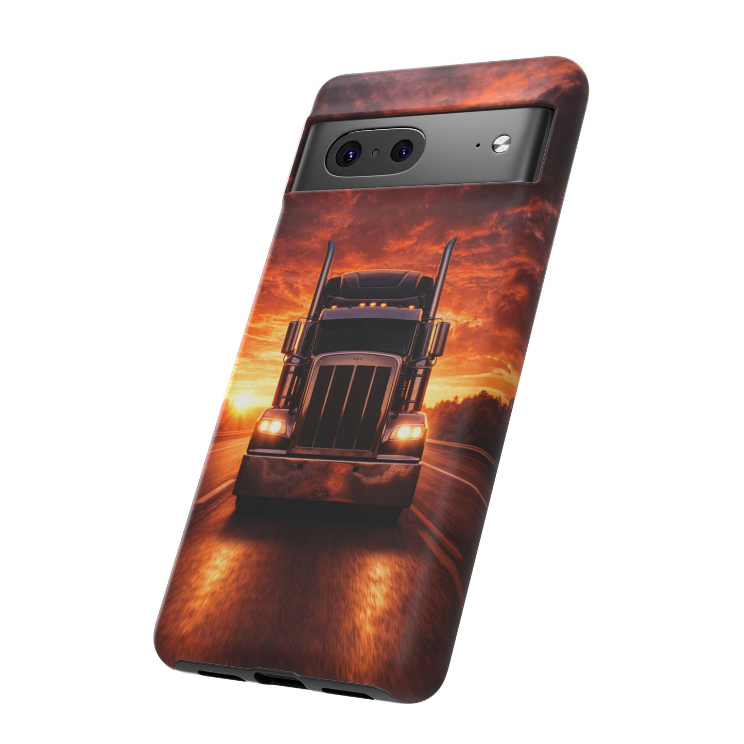 Big Rig Truck Phone Case Sunset Highway Semi Truck iPhone Samsung Cover