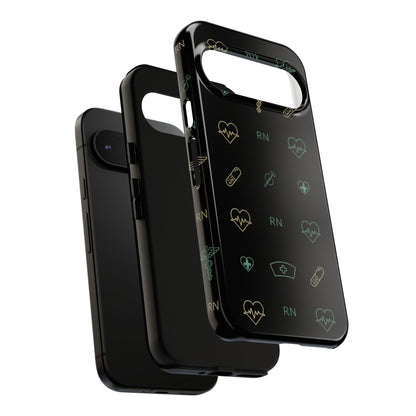 RN Nurse Phone Case – Minimal Medical Icon Pattern Healthcare Worker Tough Case