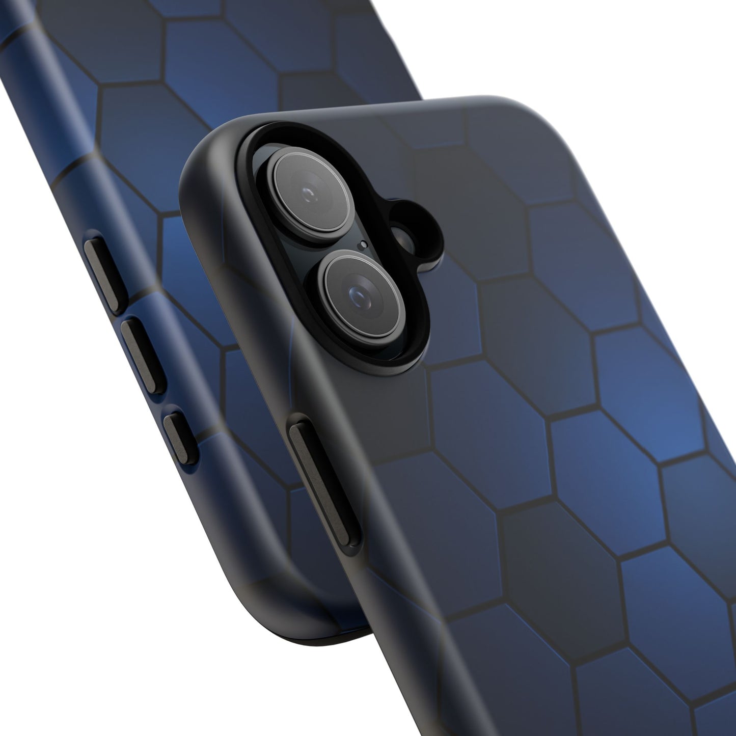Blue Hexagon Gradient Phone Case | Honeycomb Geometric Tech Aesthetic | Minimalist Tough Case for iPhone & Samsung