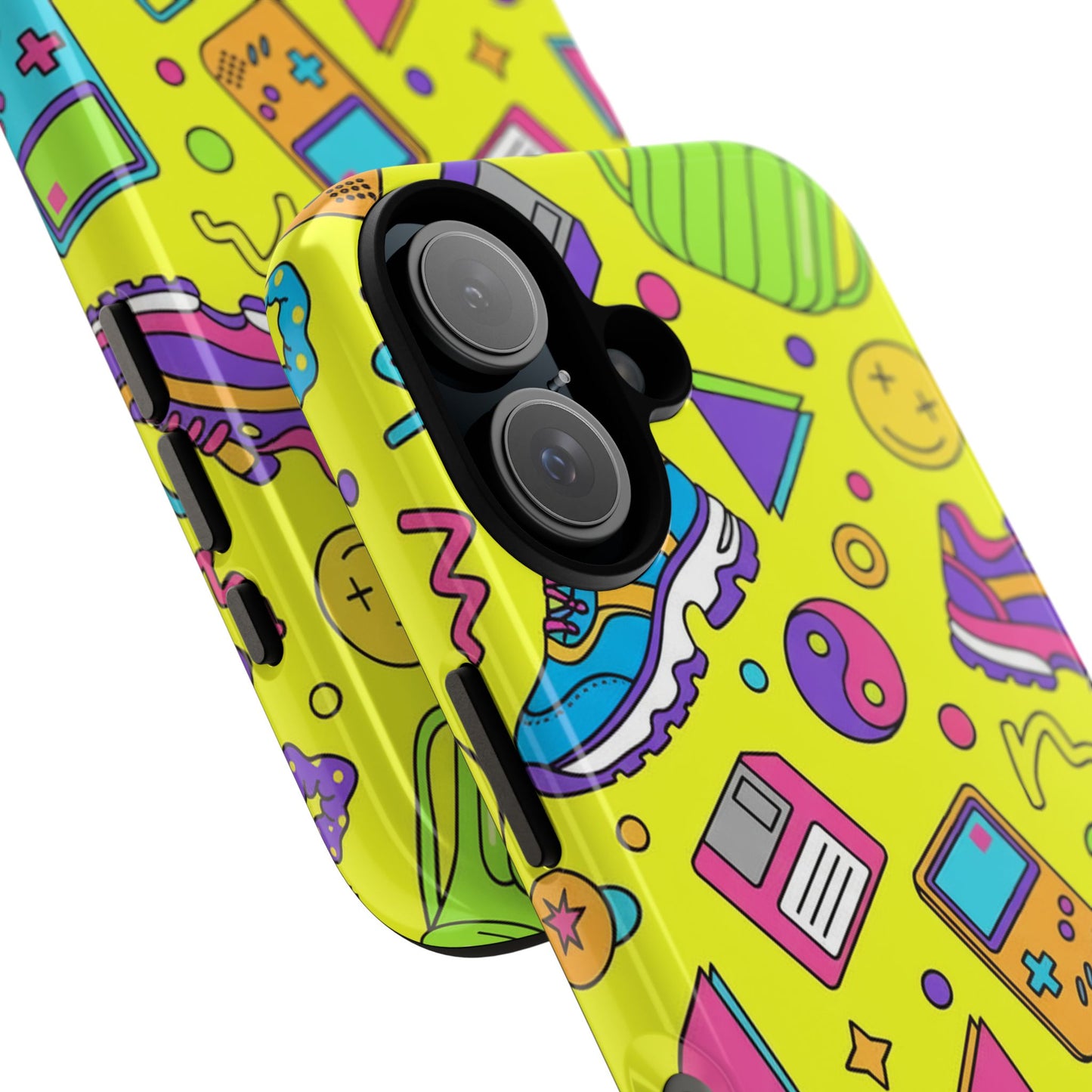 90s Retro Neon Phone Case – Y2K Nostalgia Colorful Icons Tough Protective Case