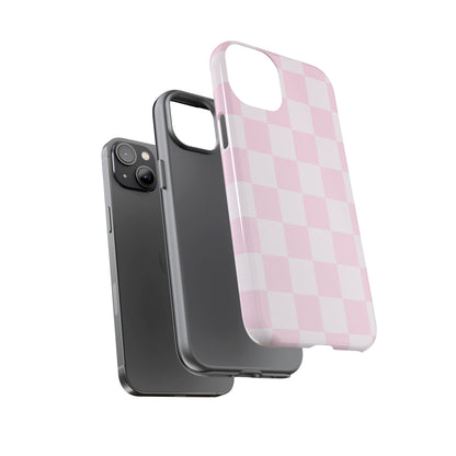 Pink Checkerboard Phone Case | Aesthetic Tough Protective Case