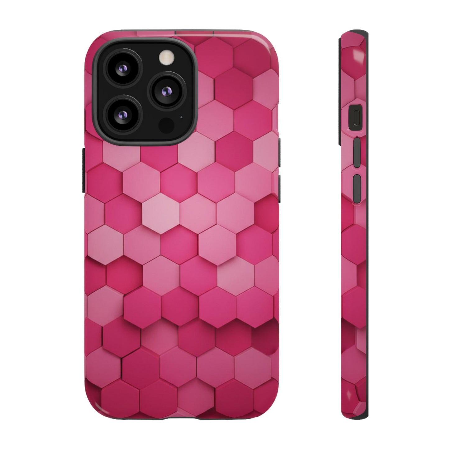 Hot Pink Hexagon Phone Case | Honeycomb Geometric Aesthetic | Cute Pink iPhone & Samsung Tough Protective Case