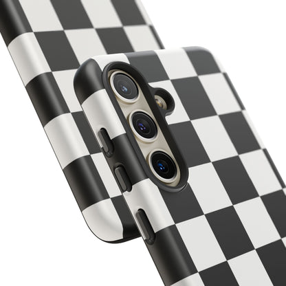 Black & White Checkerboard Phone Case – Classic Aesthetic Tough Protective Case for Iphone, Samsung Galaxy and Pixel