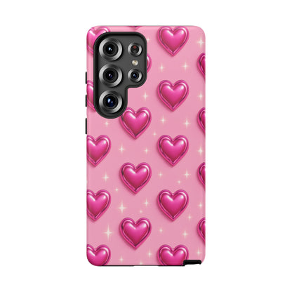 Pink Heart Pattern Phone Case | Tough Protective Case for Iphone, Samsung Galaxy and Pixel