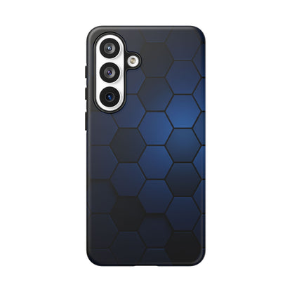 Blue Hexagon Gradient Phone Case | Honeycomb Geometric Tech Aesthetic | Minimalist Tough Case for iPhone & Samsung