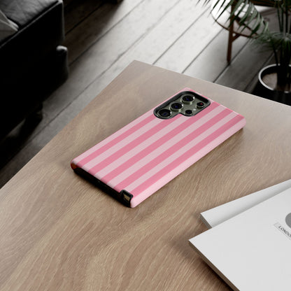 Pink Vertical Stripe Phone Case | Minimal Pastel Stripes Tough Case