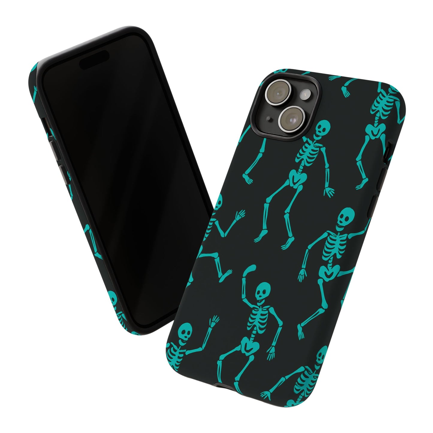 Dancing Teal Skeletons Phone Case | Tough Protective Case for Iphone, Samsung Galaxy and Pixel