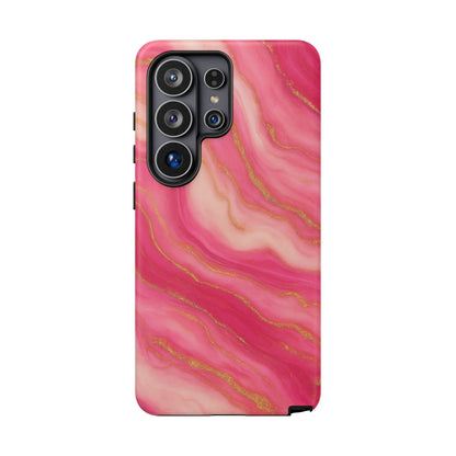 Pink Marble Phone Case | Rose Gold Swirl Aesthetic Tough Protective Case