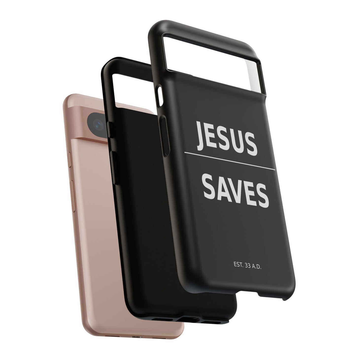 Jesus Saves Phone Case Christian Religious Minimalist Black Tough Cover