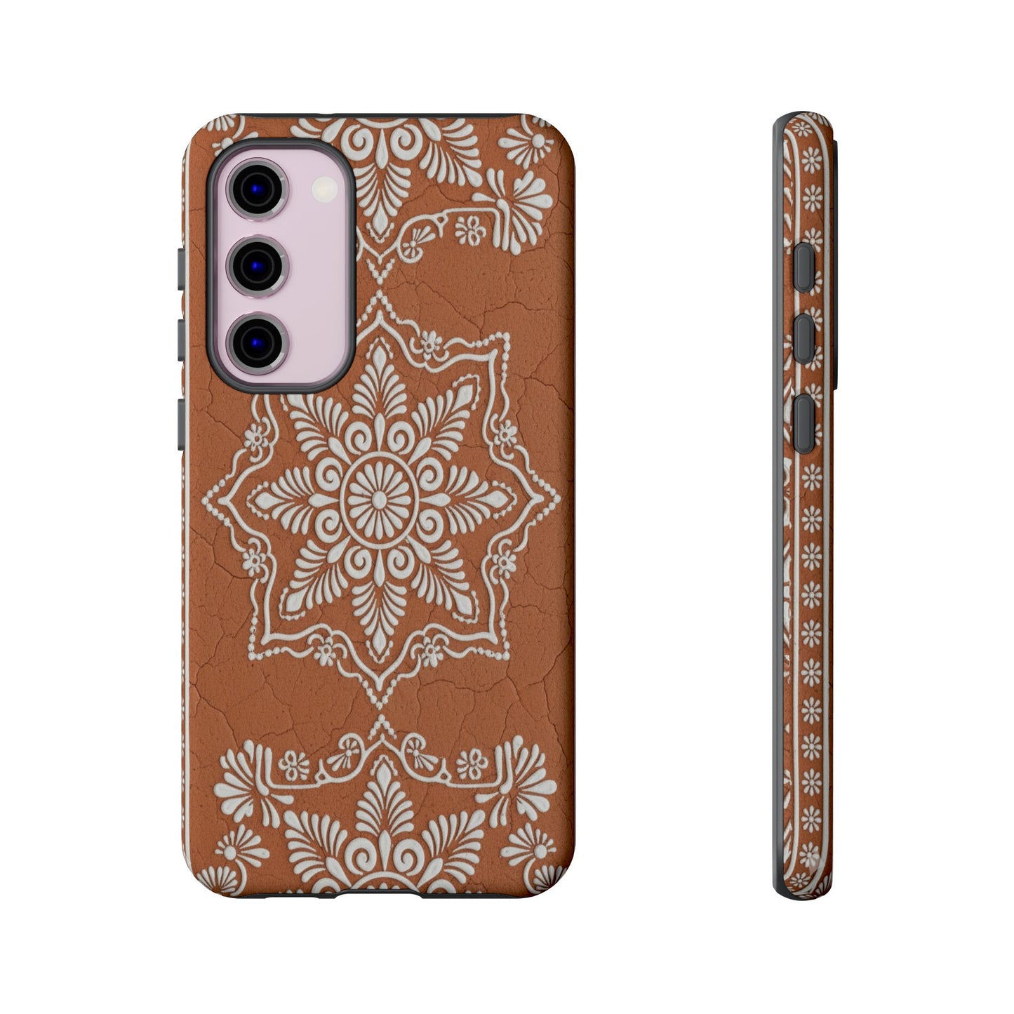 Talavera Terracotta Phone Case | Mexican Floral Pattern iPhone & Samsung Tough Case | Boho Clay Aesthetic Cover