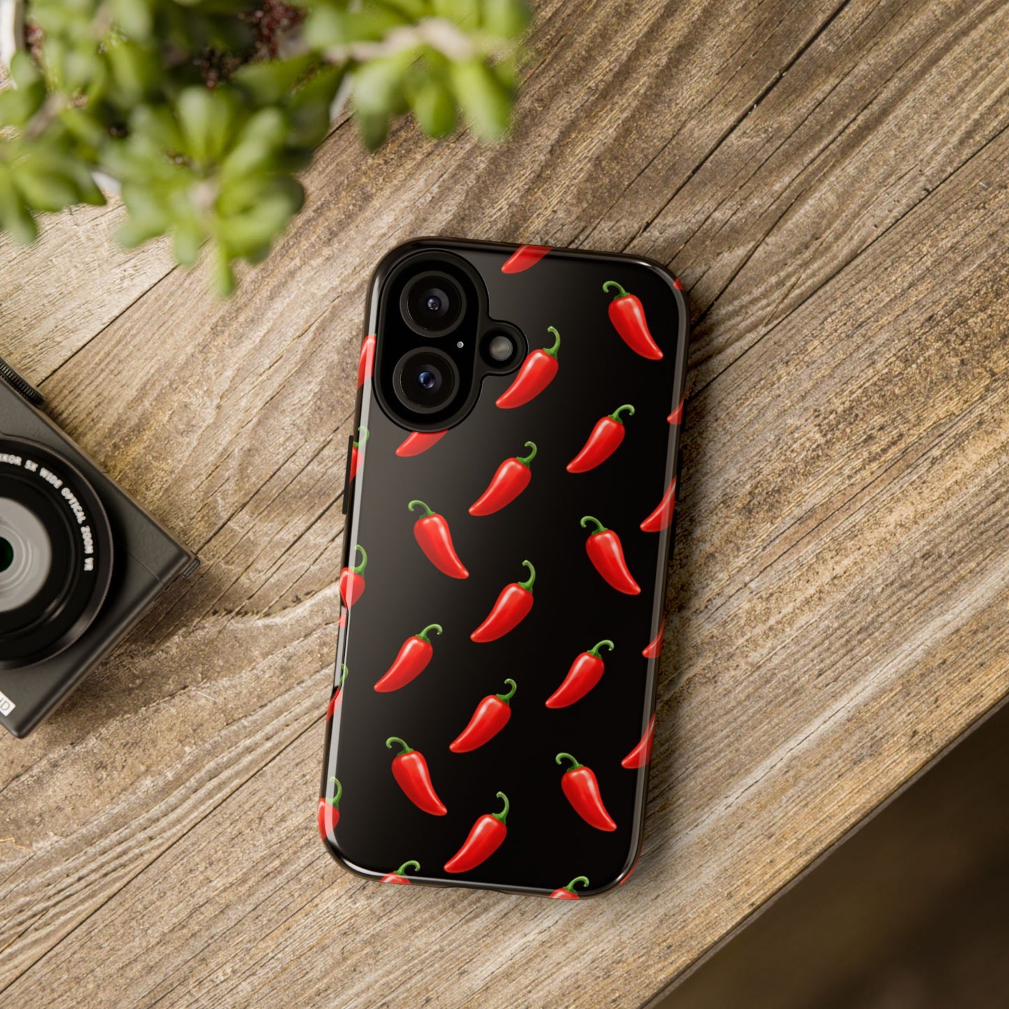 Spicy Chili Pepper Phone Case – Black Cute Hot Pepper Tough Cover for Iphone, Samsung Galaxy and Pixel