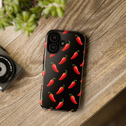 Spicy Chili Pepper Phone Case – Black Cute Hot Pepper Tough Cover for Iphone, Samsung Galaxy and Pixel