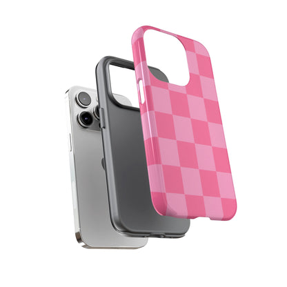 Pink Checkerboard Phone Case | Cute Aesthetic Checkered iPhone & Samsung Tough Case