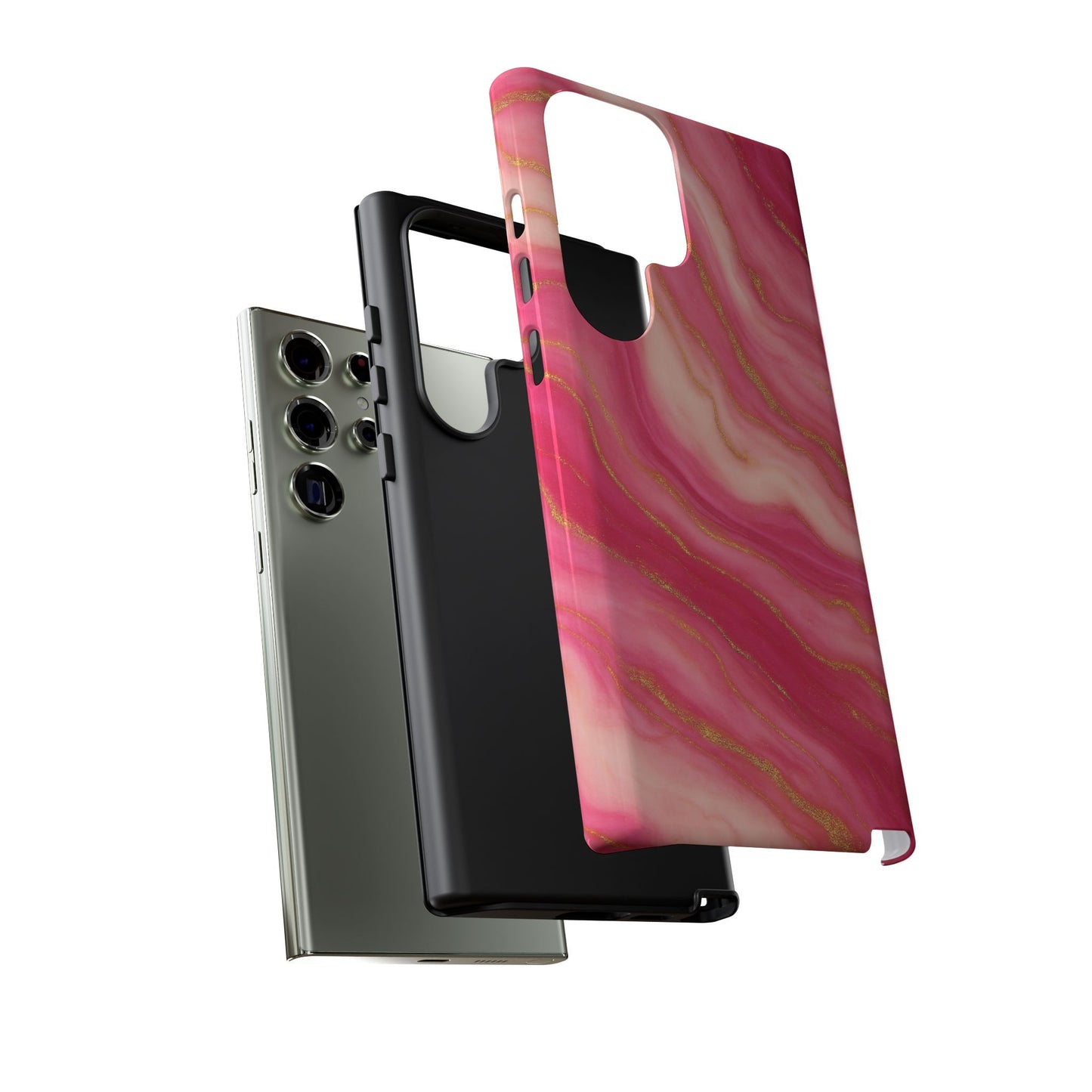 Pink Marble Phone Case | Rose Gold Swirl Aesthetic Tough Protective Case