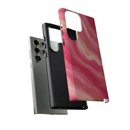 Pink Marble Phone Case | Rose Gold Swirl Aesthetic Tough Protective Case