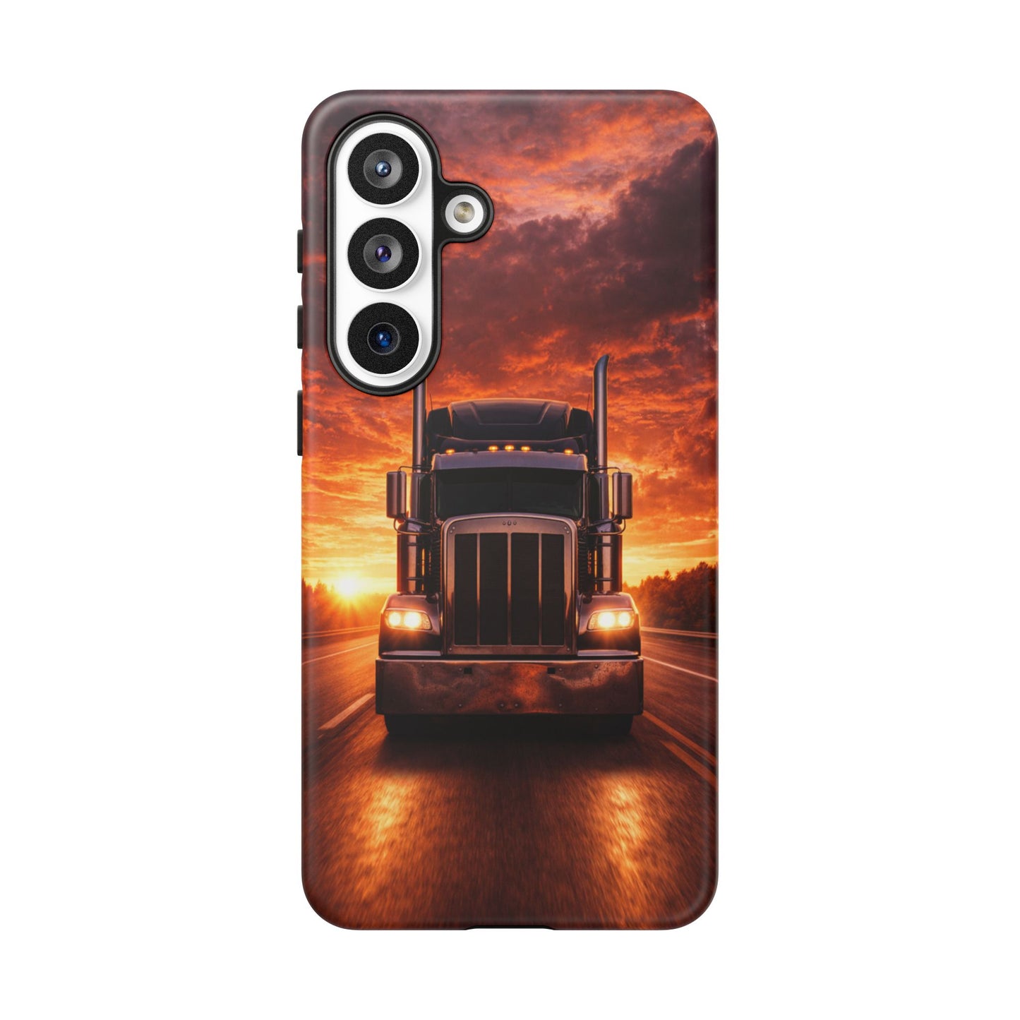 Big Rig Truck Phone Case Sunset Highway Semi Truck iPhone Samsung Cover