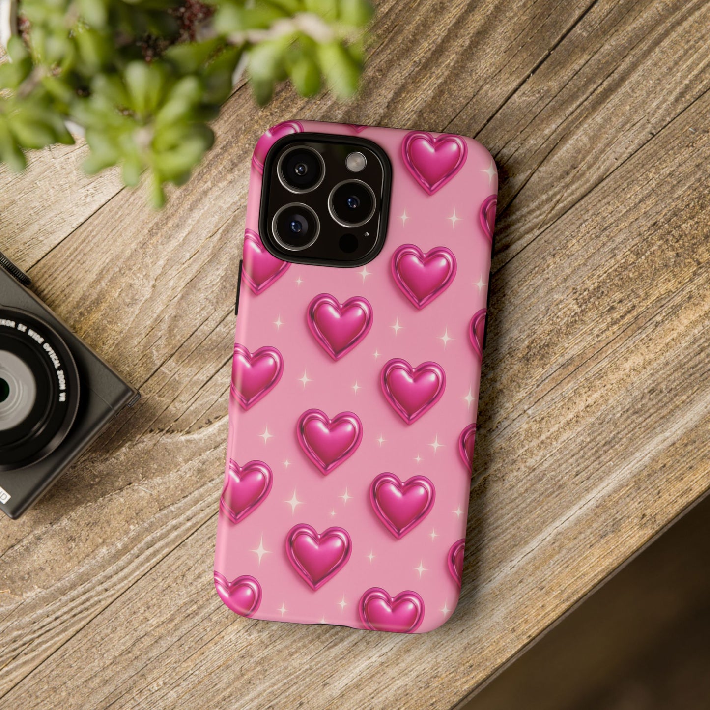 Pink Heart Pattern Phone Case | Tough Protective Case for Iphone, Samsung Galaxy and Pixel