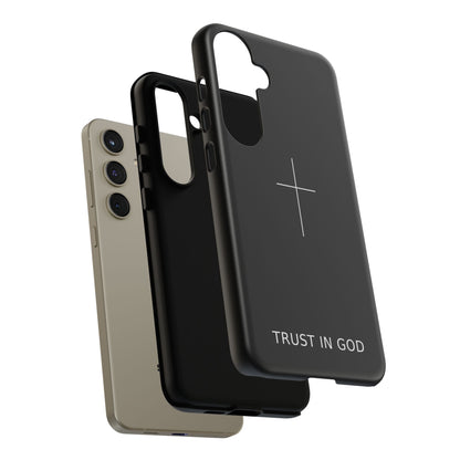 Trust in God Phone Case Minimal Cross Christian Black Tough Cover