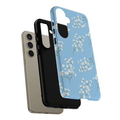 Baby’s Breath Floral Phone Case – Blue Minimal Flower Aesthetic Tough Case
