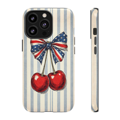 Patriotic Cherry Phone Case Americana Coquette Aesthetic iPhone Samsung