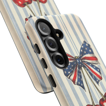 Patriotic Cherry Phone Case Americana Coquette Aesthetic iPhone Samsung