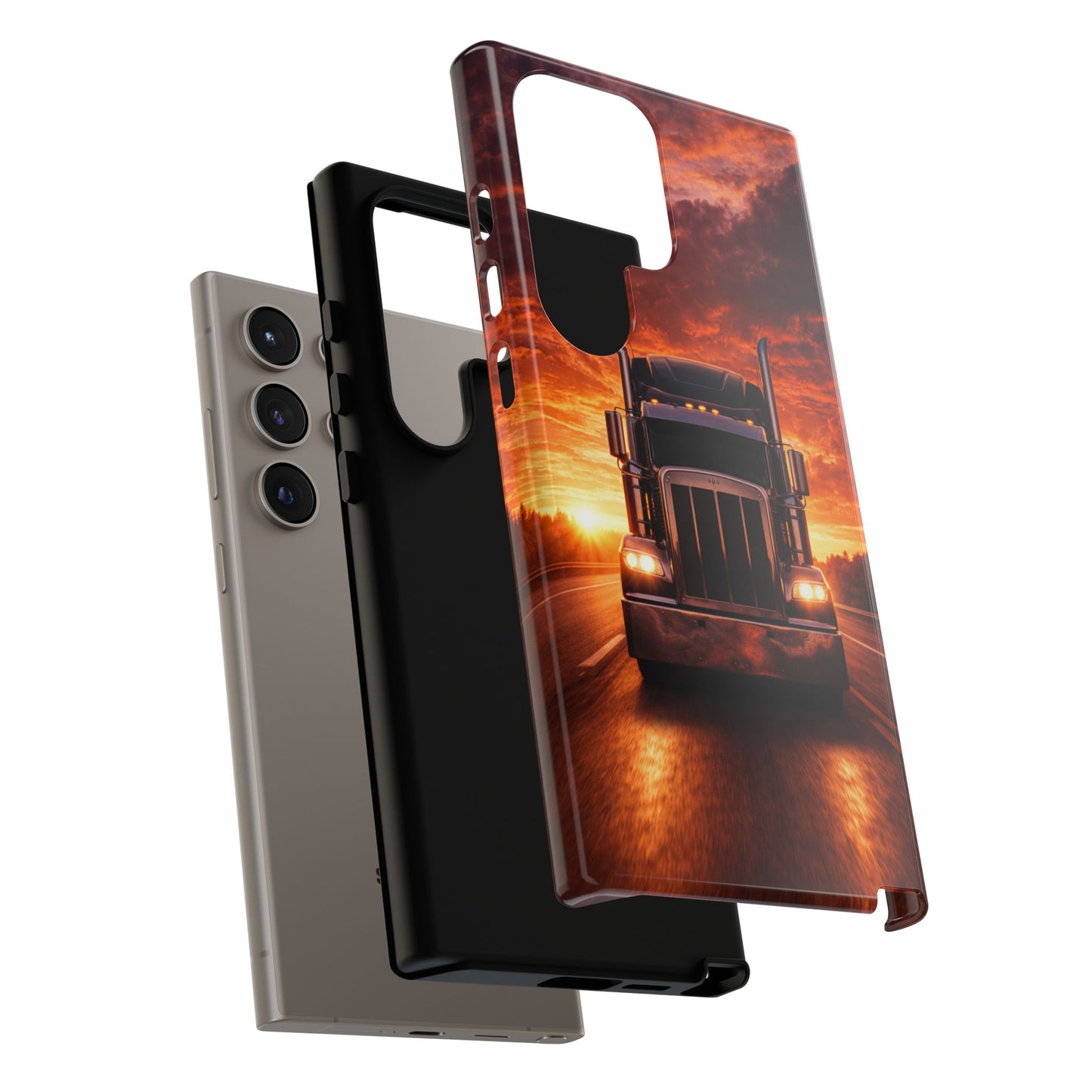 Big Rig Truck Phone Case Sunset Highway Semi Truck iPhone Samsung Cover
