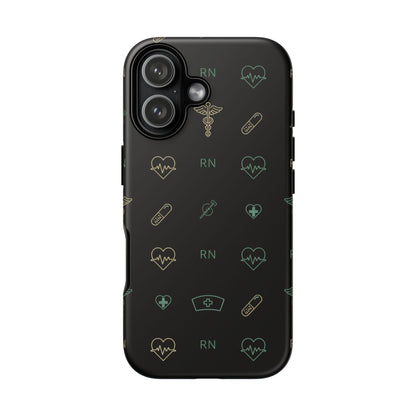 RN Nurse Phone Case – Minimal Medical Icon Pattern Healthcare Worker Tough Case