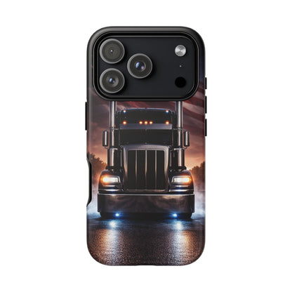 Semi Truck Phone Case American Flag Big Rig Trucker Gift iPhone Samsung