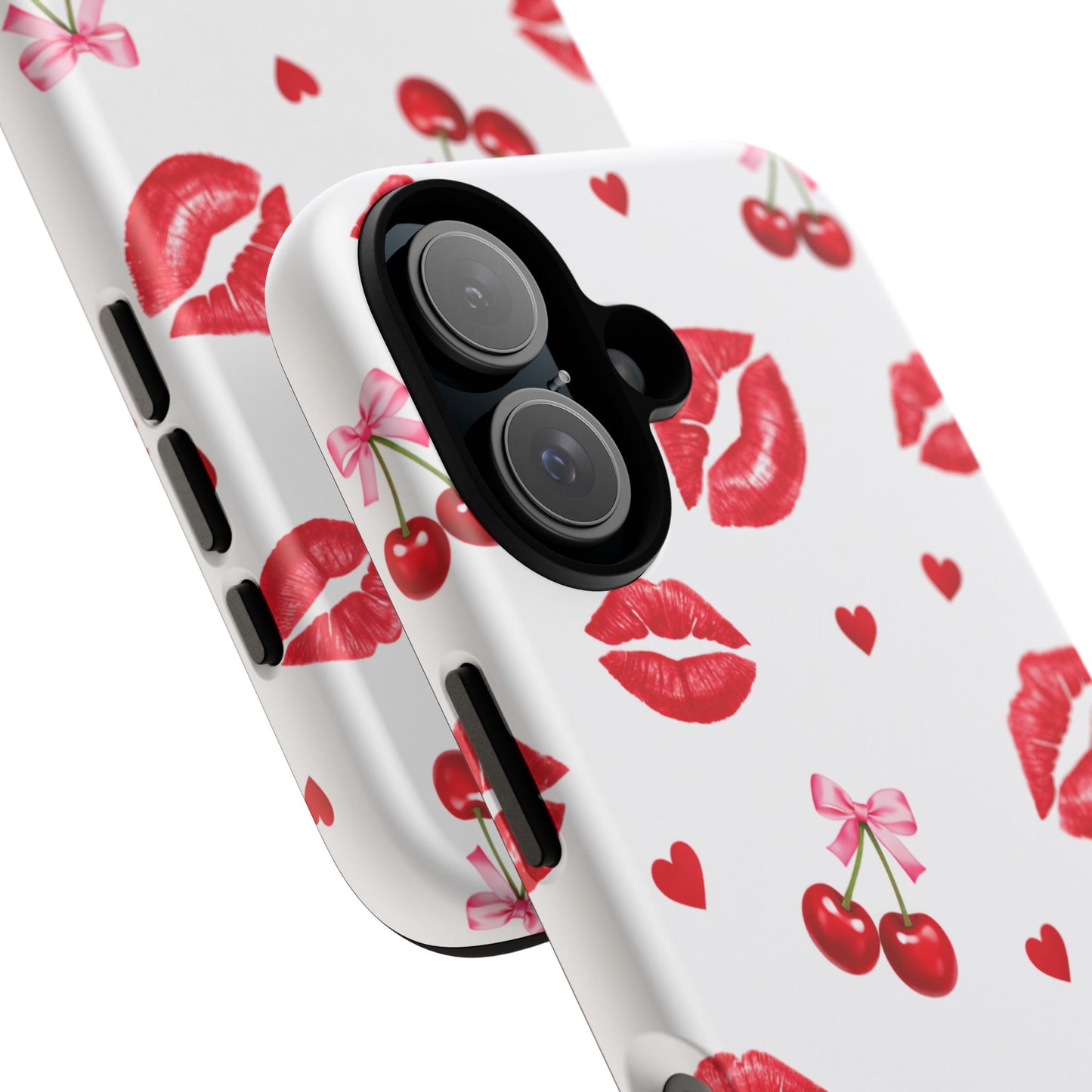Red Lips & Cherry Phone Case – Y2K Retro Aesthetic Tough Cover