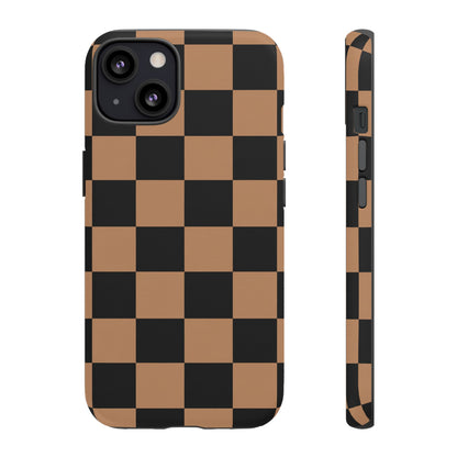 Brown Checkerboard Phone Case | Aesthetic Tough Protective Case