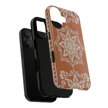 Talavera Terracotta Phone Case | Mexican Floral Pattern iPhone & Samsung Tough Case | Boho Clay Aesthetic Cover