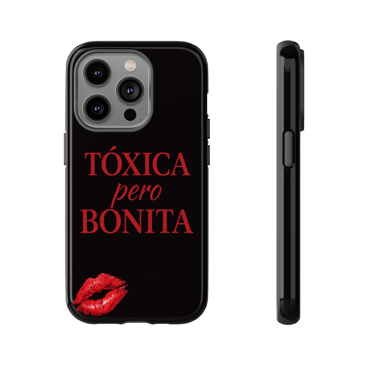 Toxica Pero Bonita Phone Case, Latina Quote Case, Red Lips Aesthetic, Spanish Saying Case, Trendy Tough Cover