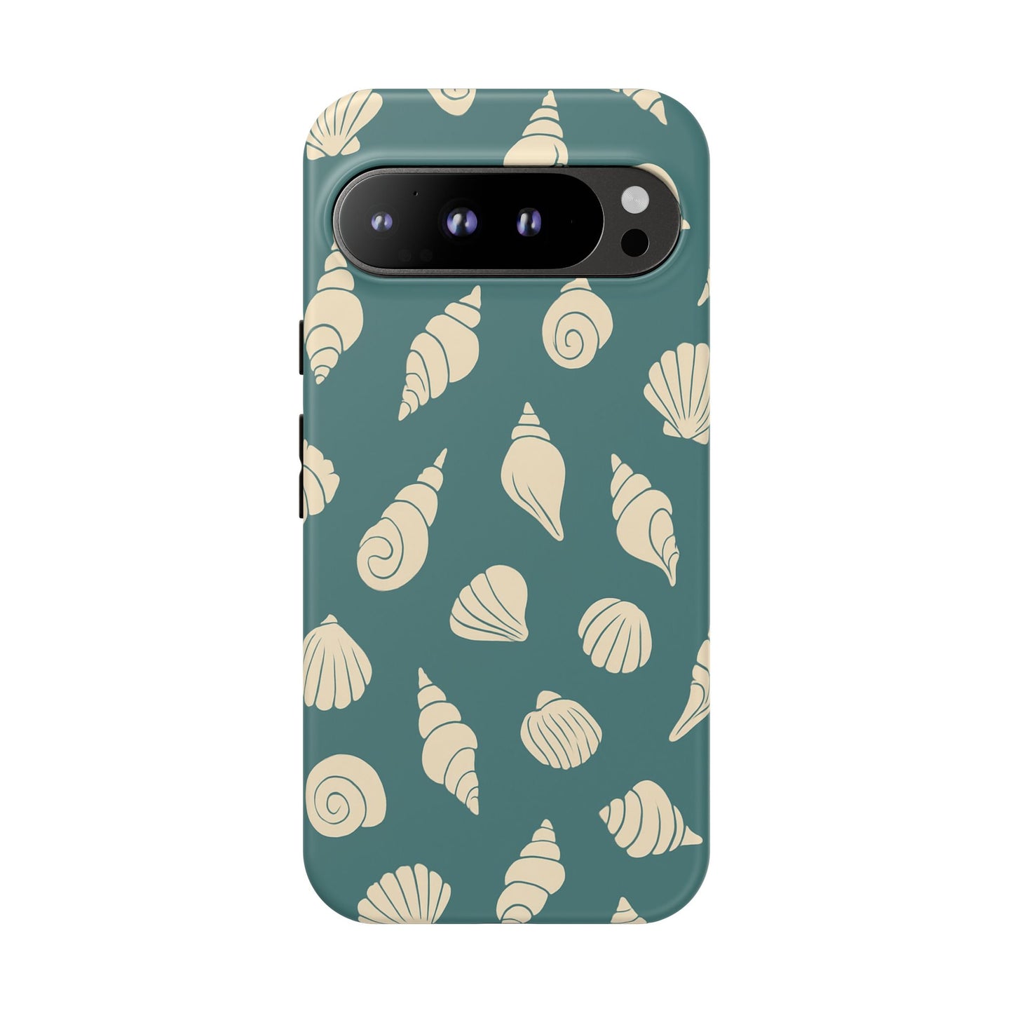 Seashell Pattern Phone Case | Teal Coastal Shells Tough Case for Iphone, Samsung Galaxy and Pixel