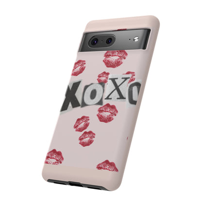 XOXO Kiss Print Phone Case | Coquette Valentine Aesthetic | Cute Pink Lipstick Kiss Tough Case for iPhone & Samsung