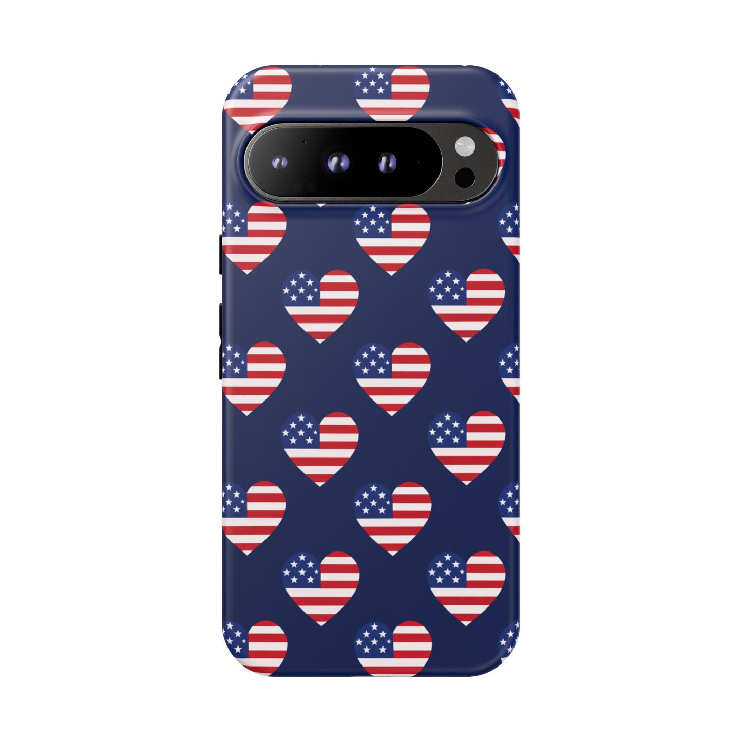 Patriotic American Flag Heart Phone Case – Tough Shockproof, USA Stars & Stripes for Iphone, Samsung Galaxy and Pixel