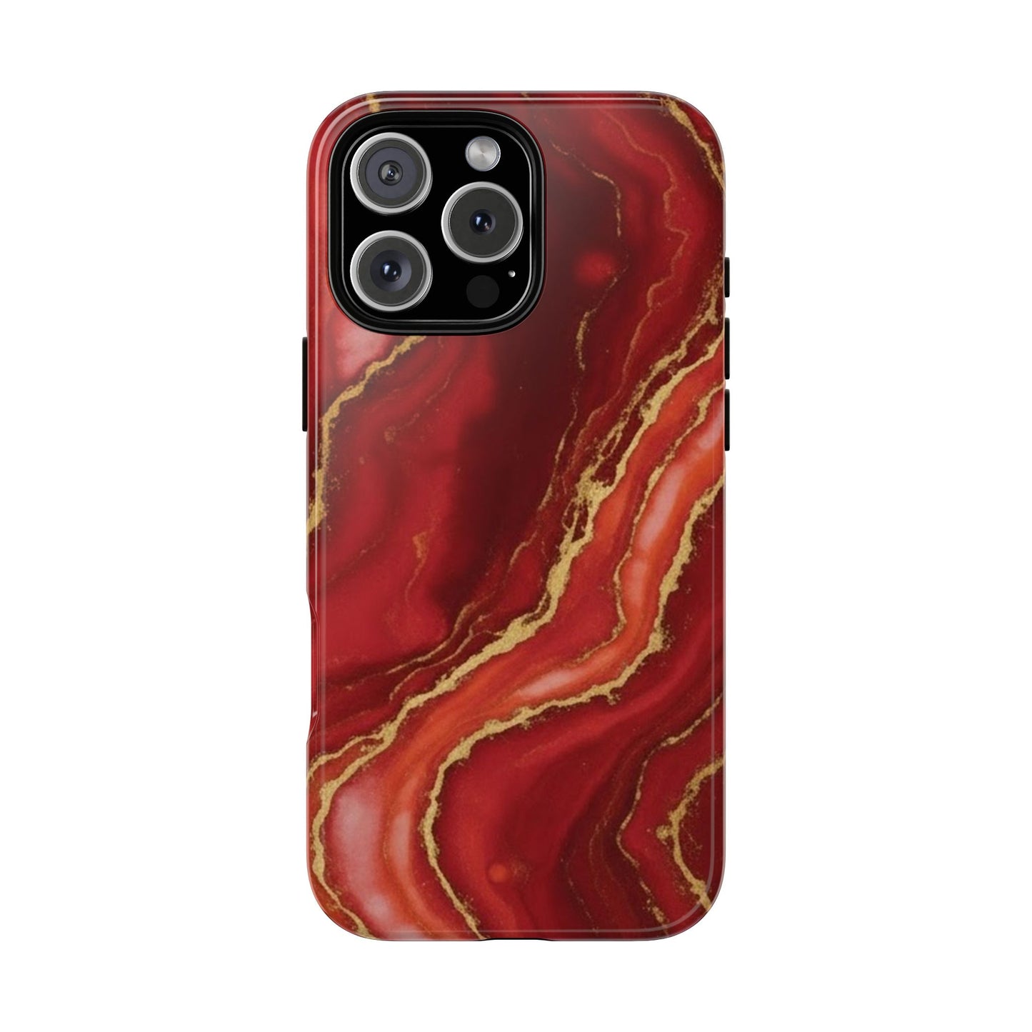 Red Agate Marble Phone Case with Gold Veins – Luxury Tough iPhone & Samsung Case