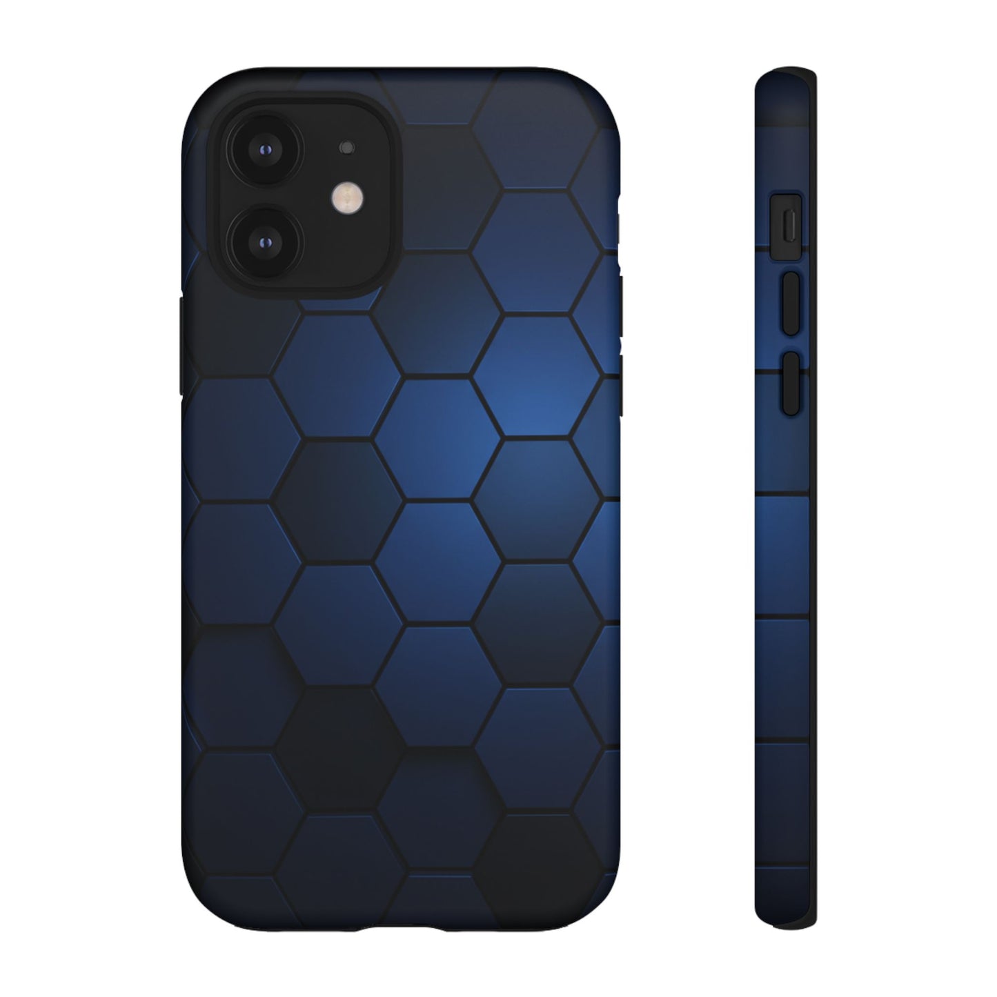 Blue Hexagon Gradient Phone Case | Honeycomb Geometric Tech Aesthetic | Minimalist Tough Case for iPhone & Samsung